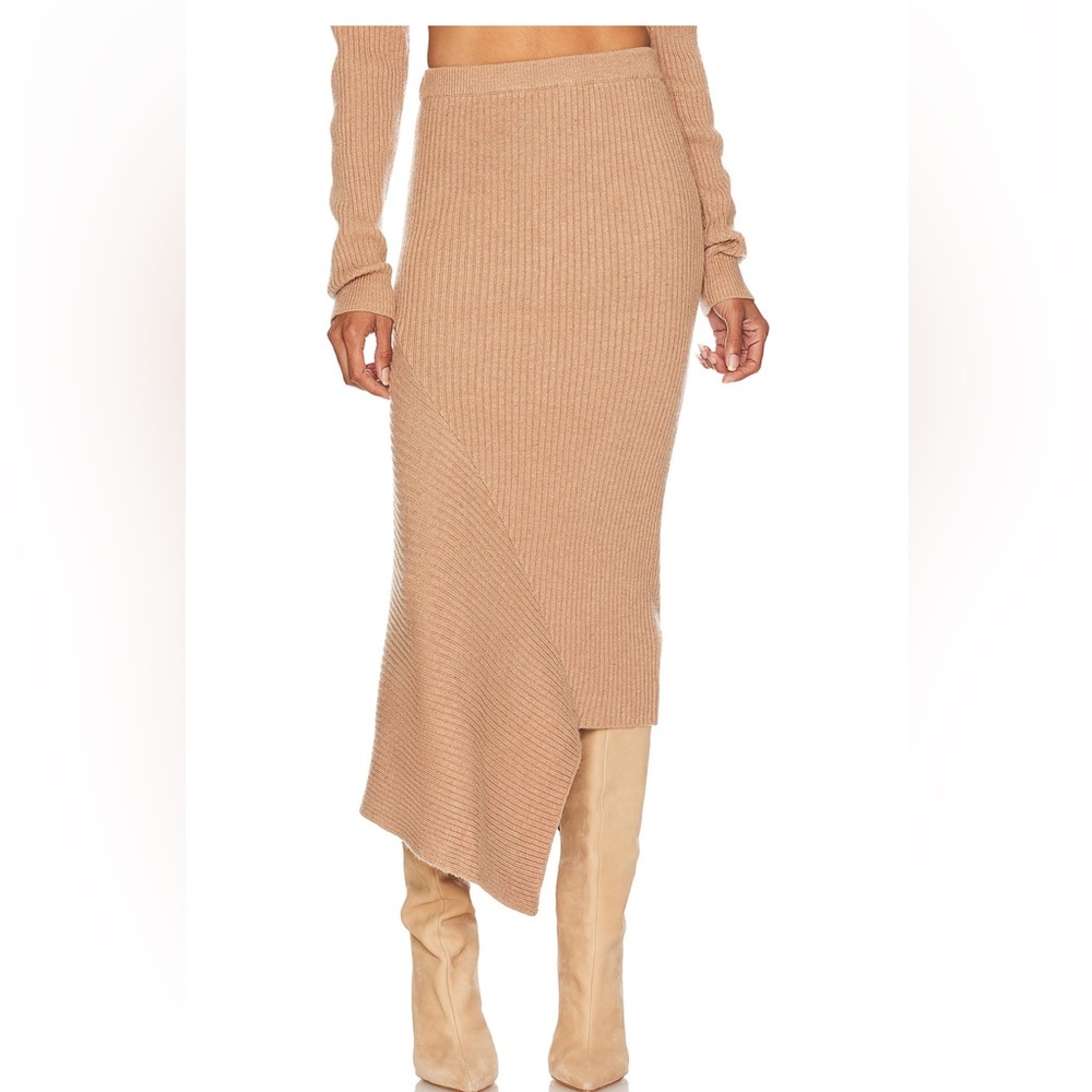 L'Academie Tan Ribbed Maxi Skirt